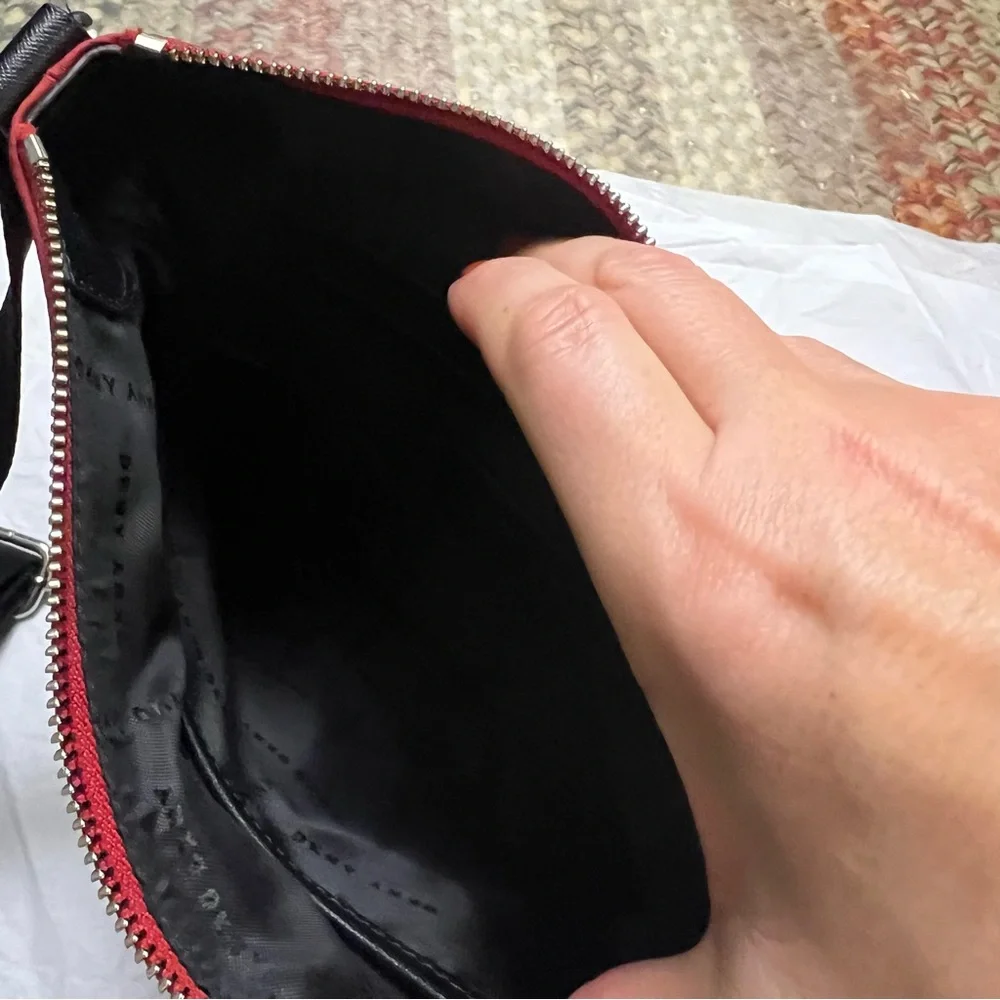 DKNY Gia Red with Black Strap Nylon Crossbody bag